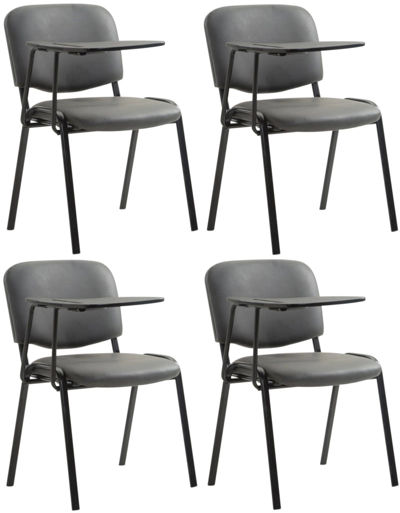 Set di 4 sedie Ken con tavolo pieghevole in similpelle grigio