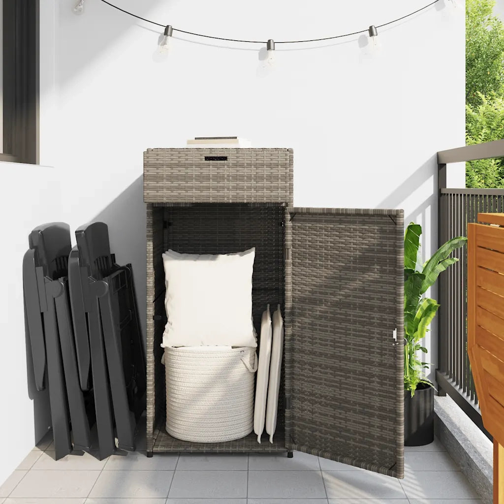 Armadietto Portaoggetti Giardino Grigio 55x55x111cm Polyrattancod mxl 134546