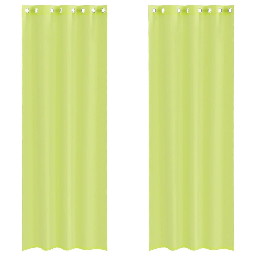 Tende in Voile con Occhielli 2 pz Verde Mela 140x300 cm