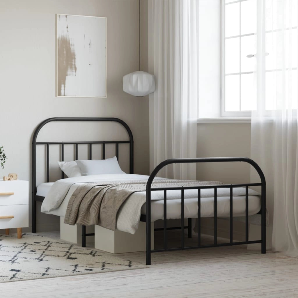 Giroletto con Testiera e Pediera Metallo Nero 107x203 cmcod mxl 81646
