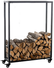 Portalegna per Camino HETTA in Acciaio Inox nero,25x60x100 cm