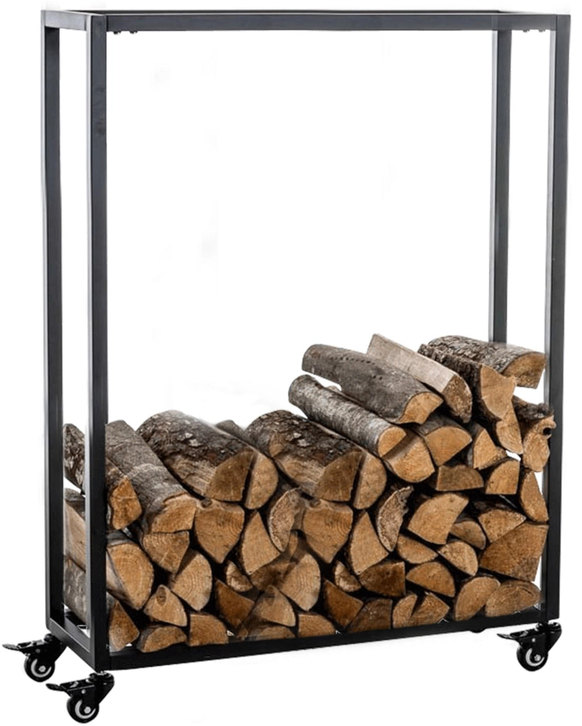 Portalegna per Camino HETTA in Acciaio Inox nero,25x60x100 cm