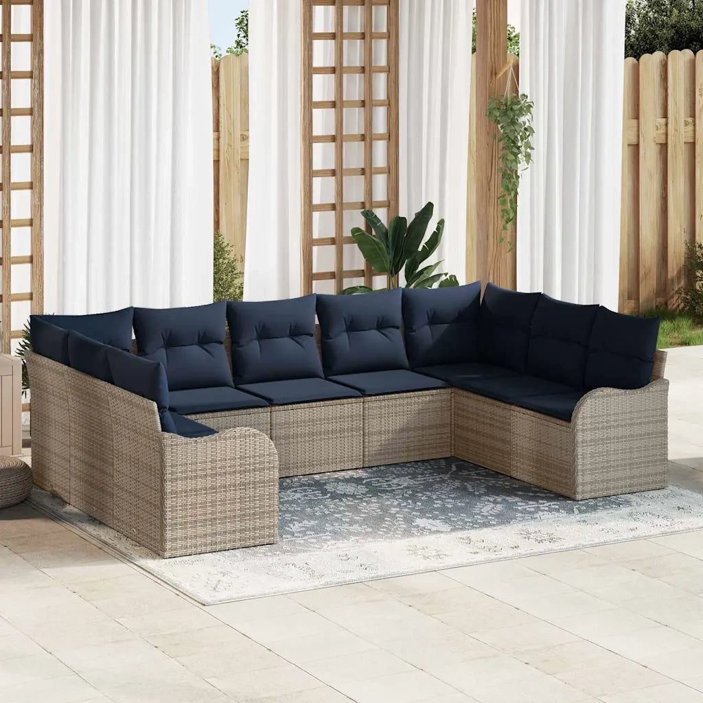 Set Divano da Giardino Grigio polyrattan 3345865