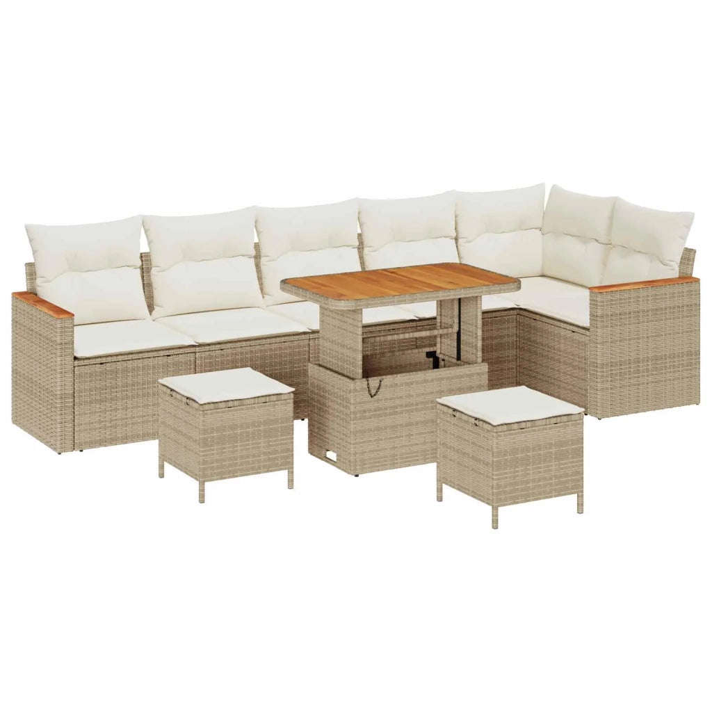 Set Divano da Giardino 9 pcs Beige polyrattan 3362936