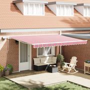 Tenda Retrattile Manuale con LED Strisce Rosse e Bianche 450x300 cm