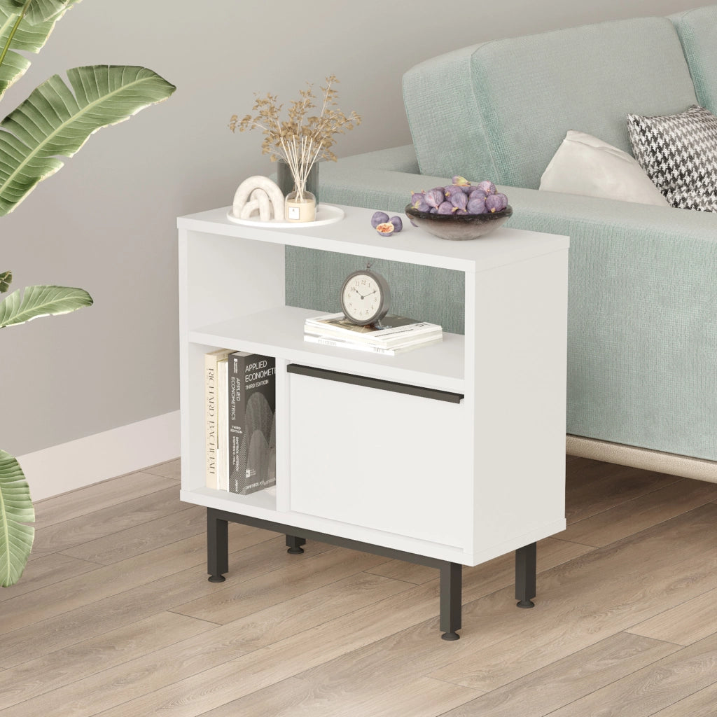 Tavolino Laterale da Divano Vesanto 60 x 60 x 26 cm - Bianco [en.casa]