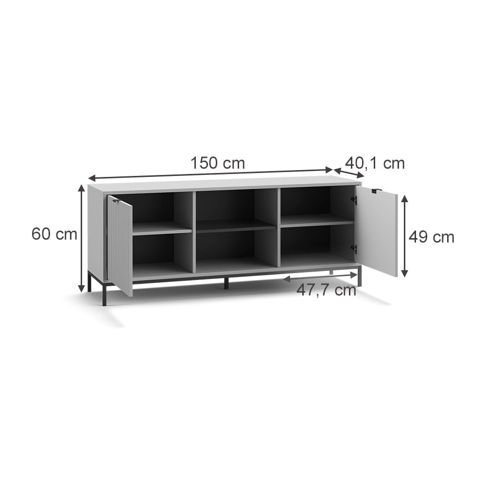 Vicco Mobile tv Grigio 150 x 60 cm con 2 porte