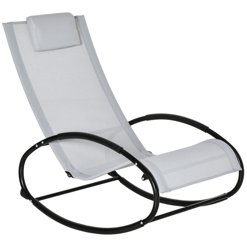 EasyComfort Sedia a Dondolo da Giardino Zero Gravity, Sdraio da Giardino Ergonomica con Cuscino e Tessuto Traspirante per Interno ed Esterno, 105x62x88 cm, Grigia