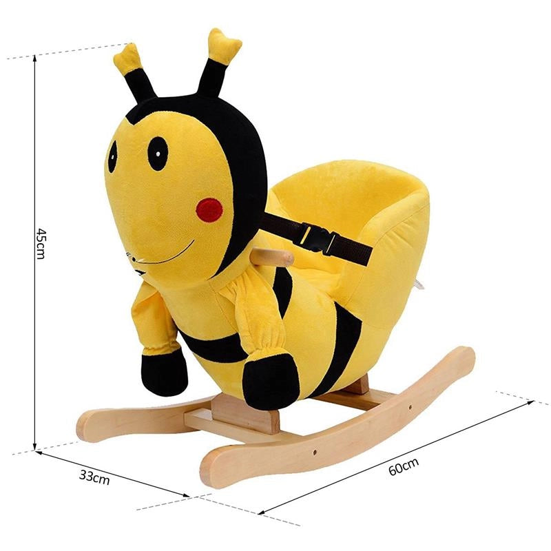 CAVALLO A DONDOLO IN LEGNO APE PER I BAMBINI 60 X 33 X 45CM GIALLO E NERO