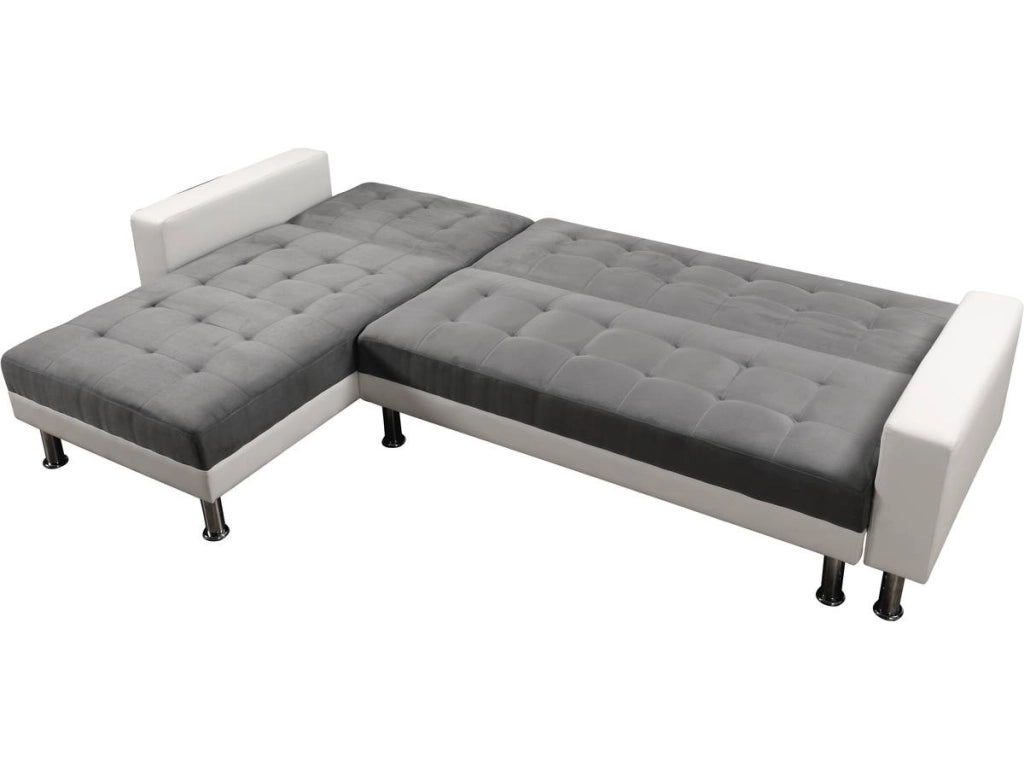 Divano ad angolo convertibile e reversibile  "Theo"  "Theo" -   4 posti - Bianco e Grigio