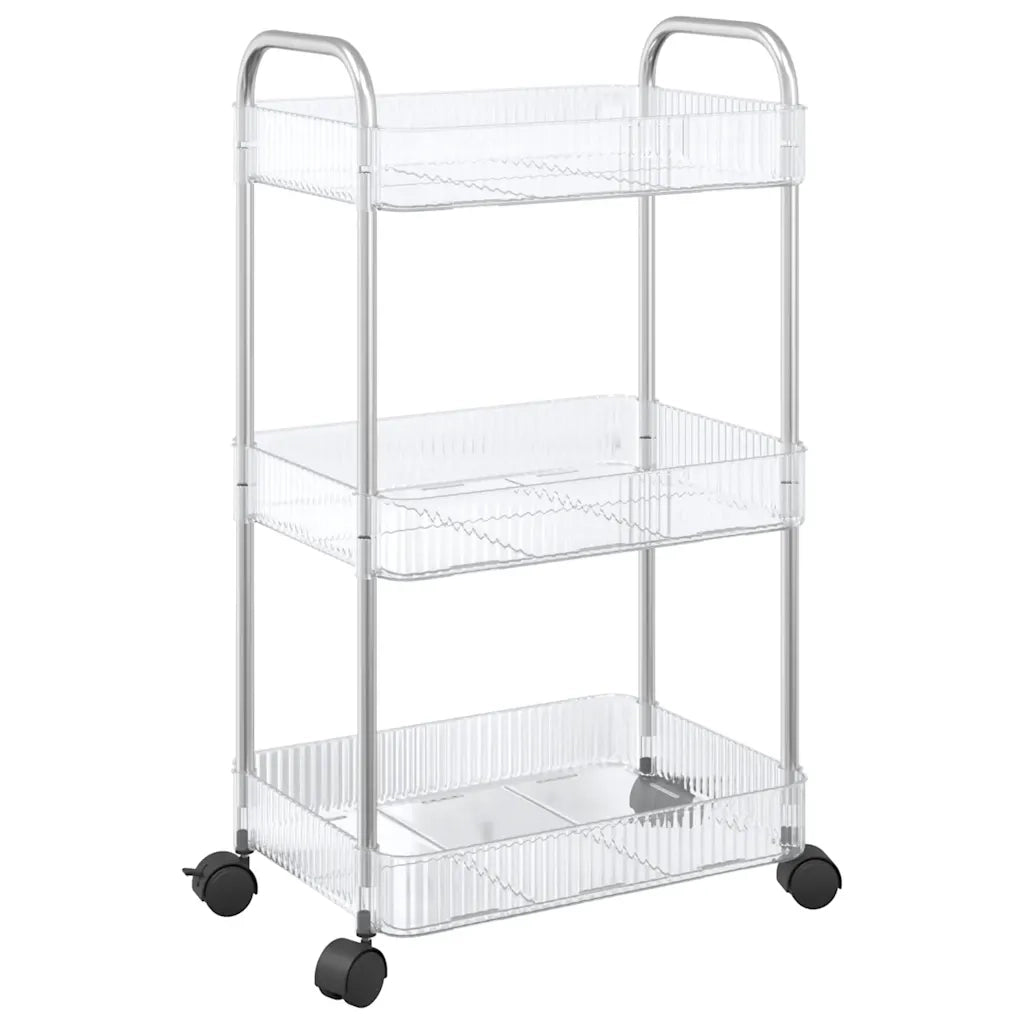 Carrello Portaoggetti a 3 Livelli 37x28x68 cm in Acrilico 4012377