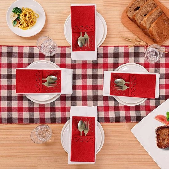 Decorazioni da tavola per Natale, 8 pezzi, contenitori per posate, contenitori per tovaglie da tavola, decorazioni per Natale, senza posate, stile A