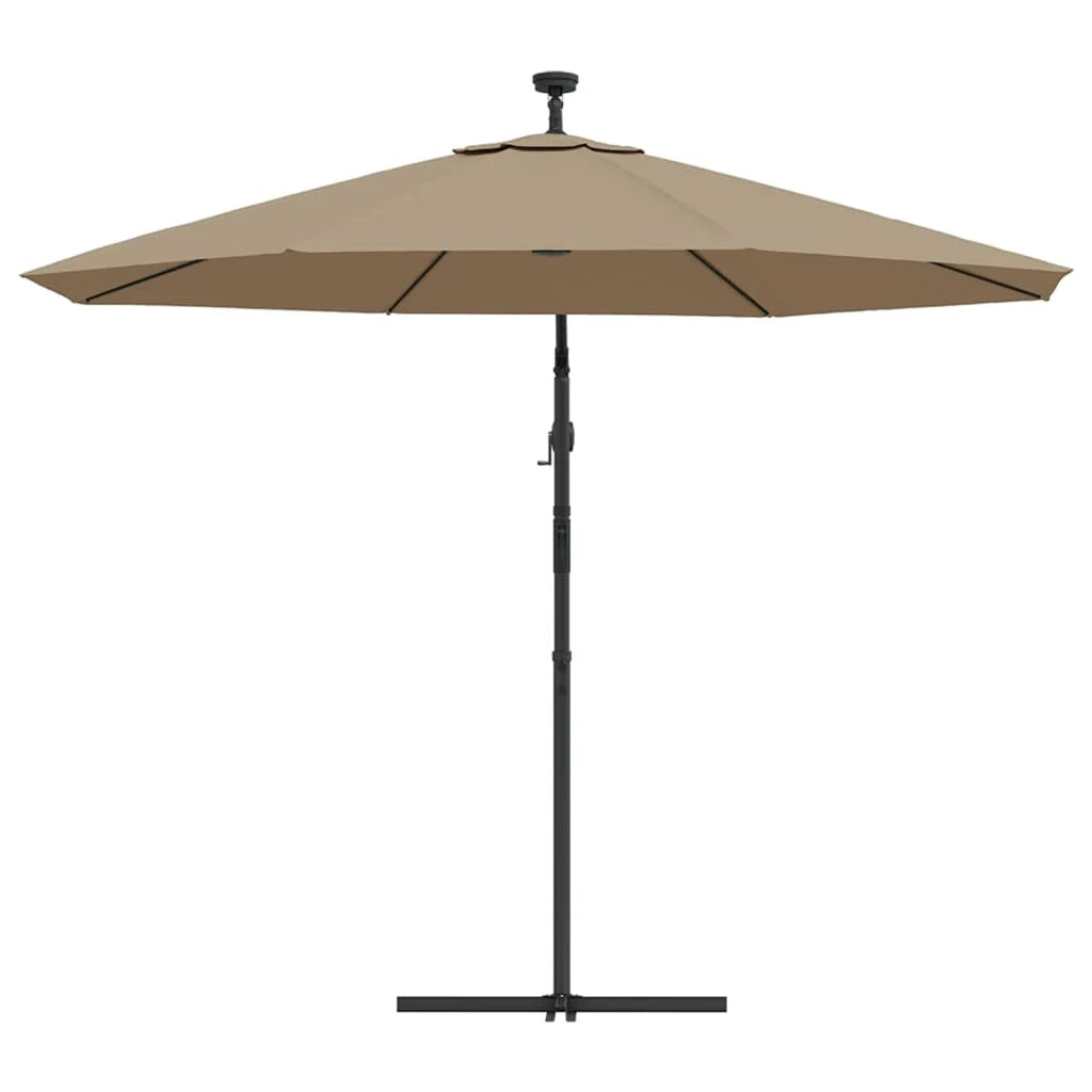 Ombrellone da giardino a sbalzo a LED e palo in acciaio 300 cm tortora 02_0008640