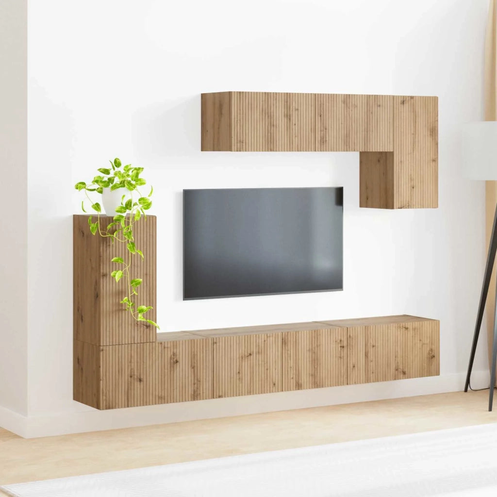 Set mobile TV 4 pcs Rovere fumé Legno multistrato