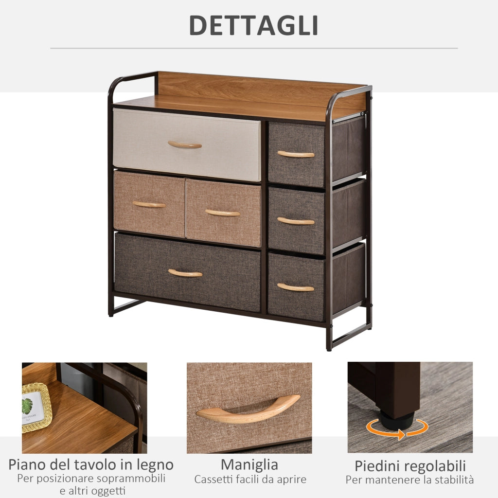 Cassettiera 7 Cassetti Tessuto ¨C Minimal ¨C 80x29x78.5 cm Multicolore