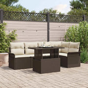 Set Divano da Giardino con cuscino 6 pcs Marrone polyrattan 3348284