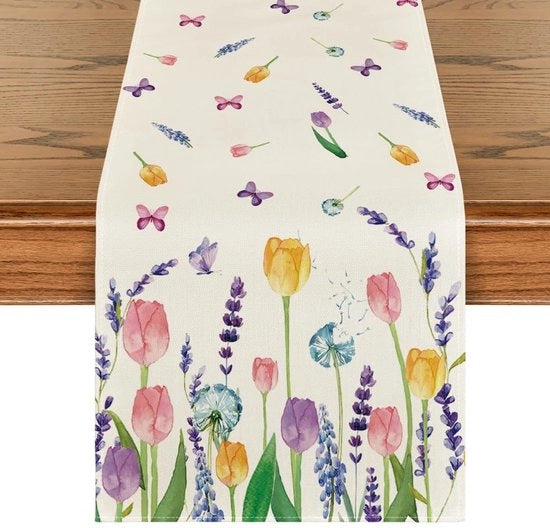 Tappeto di Estate Tulipani e Lavanda, Interno, Decorazione per Feste e Feste, 40 x 180 cm