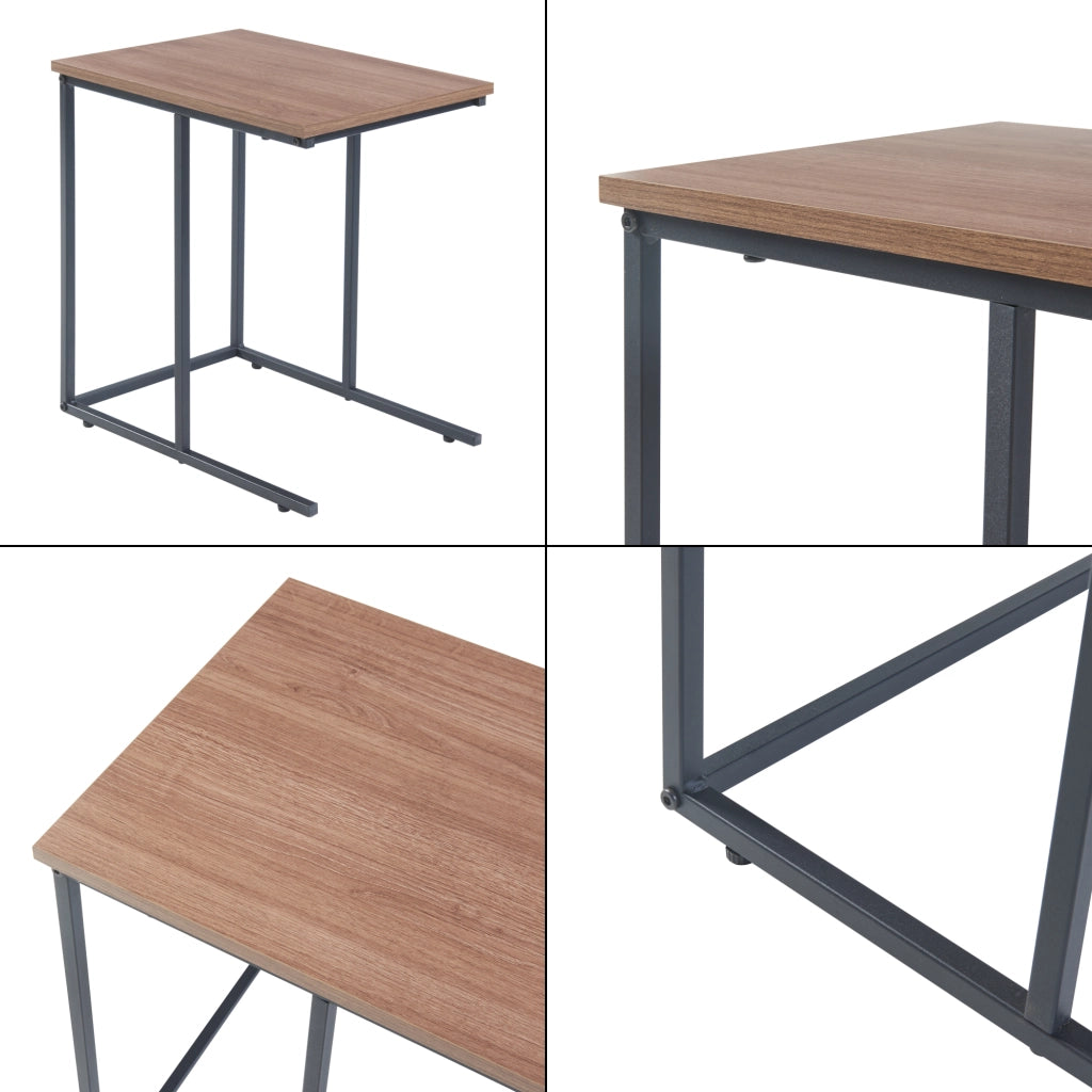 Set di 3 Tavolini Bassi da Divano 'Augustenborg' Tavolini Sovrapponibili a Forma di C - Nero/Effetto Noce [en.casa]