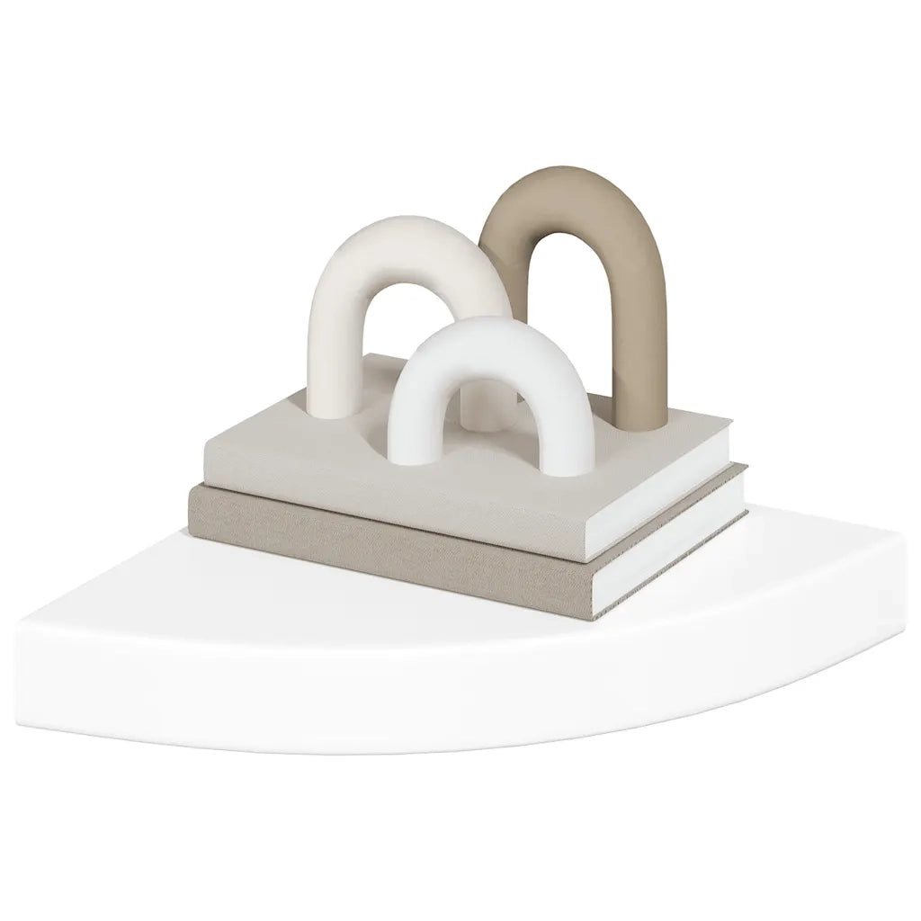 Mensola angolare sospesa bianco lucido 25x25x3,8 cm MDF 323886