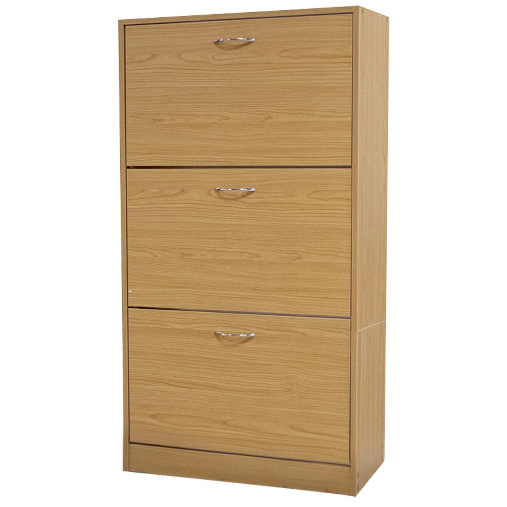 Scarpiera 3 Ante Ripiani Porta Scarpe Doppia Profondita Legno 63x24x115 Quercia