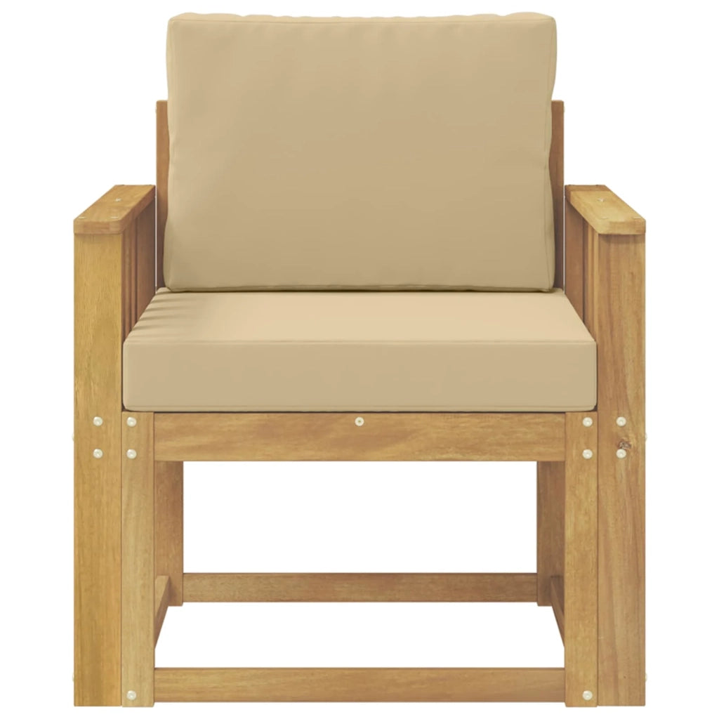 2 Pezzo Set di divani da esterno-Sofa da giardino Poliestere Bianco e Beige 268577