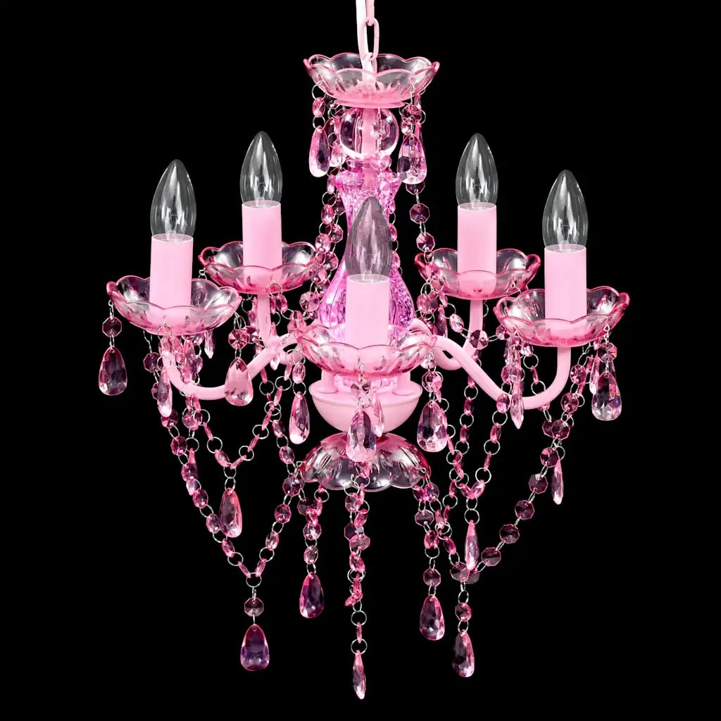 Lampadario in Cristallo 5 Lampadine Rosa CFW4532803