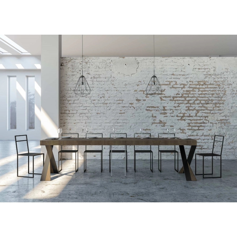 Consolle allungabile 90x40/300 cm Diago Premium telaio Antracite - Noce