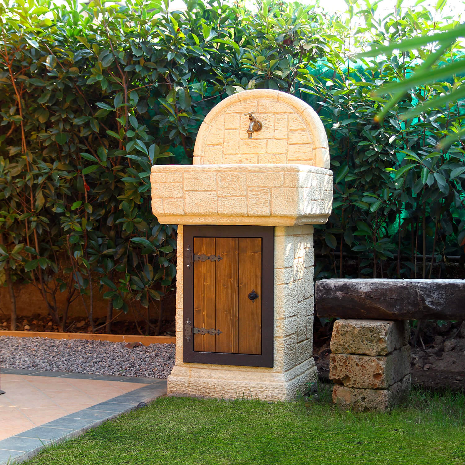 Lavello da Giardino Senza Rubinetto in Cemento e Calcestruzzo Elba Nocciola