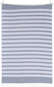 Tessuto per Bagno con Bottoni - Leggero e Assorbente - 1 pezzo - Bianco Blu - 100% Cotone - 80 x 165 cm