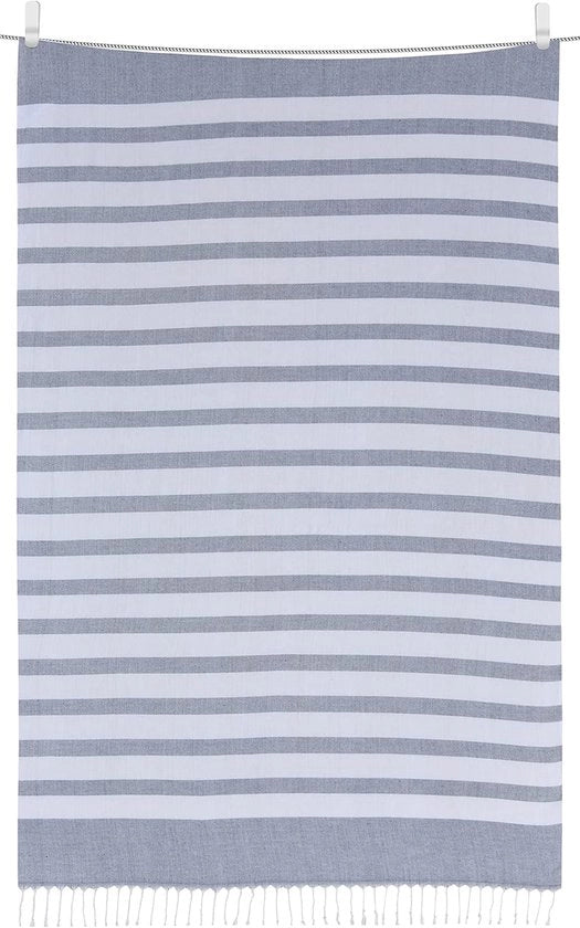 Tessuto per Bagno con Bottoni - Leggero e Assorbente - 1 pezzo - Bianco Blu - 100% Cotone - 80 x 165 cm