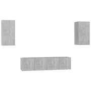 Set di Mobili Porta TV 4 pz | Armadietto TV | Mobile Porta TV Grigio Cemento in Legno Multistrato