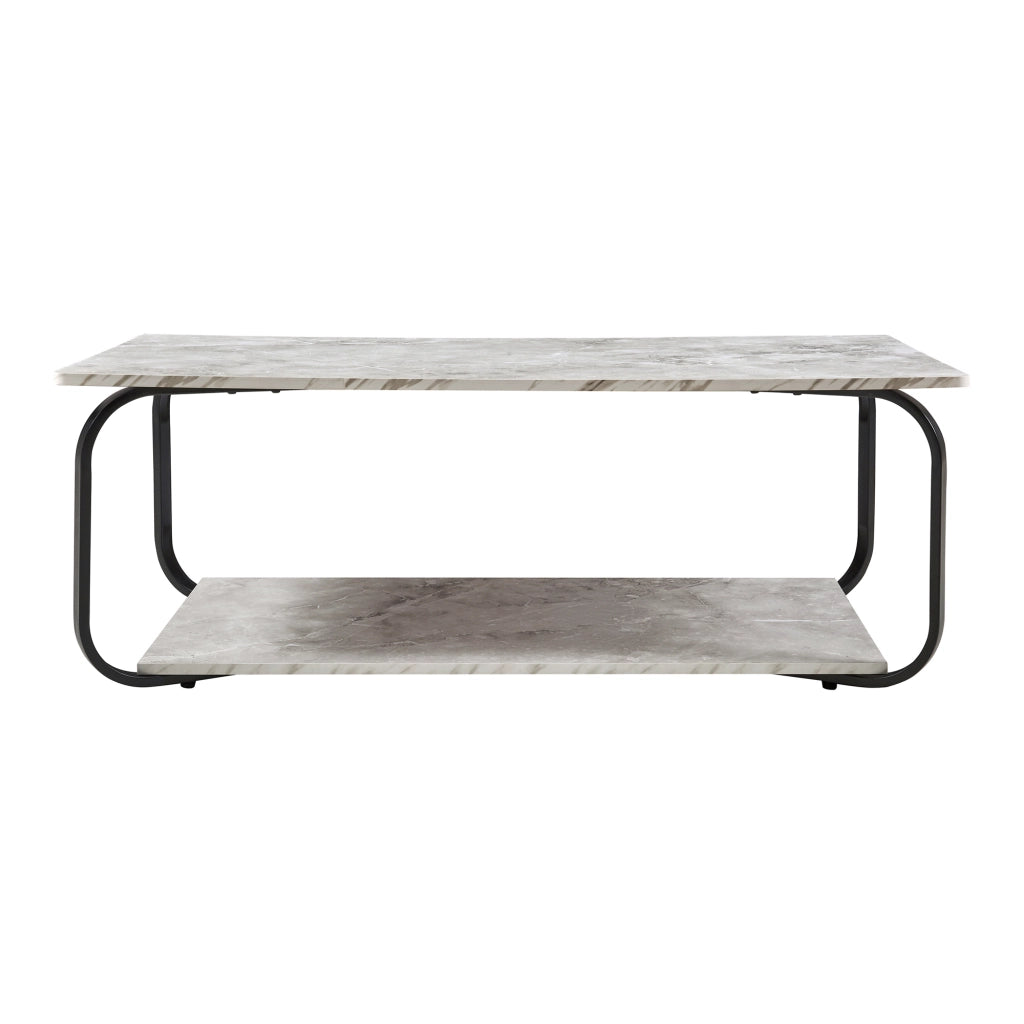 Tavolino Centrale da Salotto Kolta con Ripiano 120x60x43 cm - Effetto Marmo Bianco/Nero [en.casa]