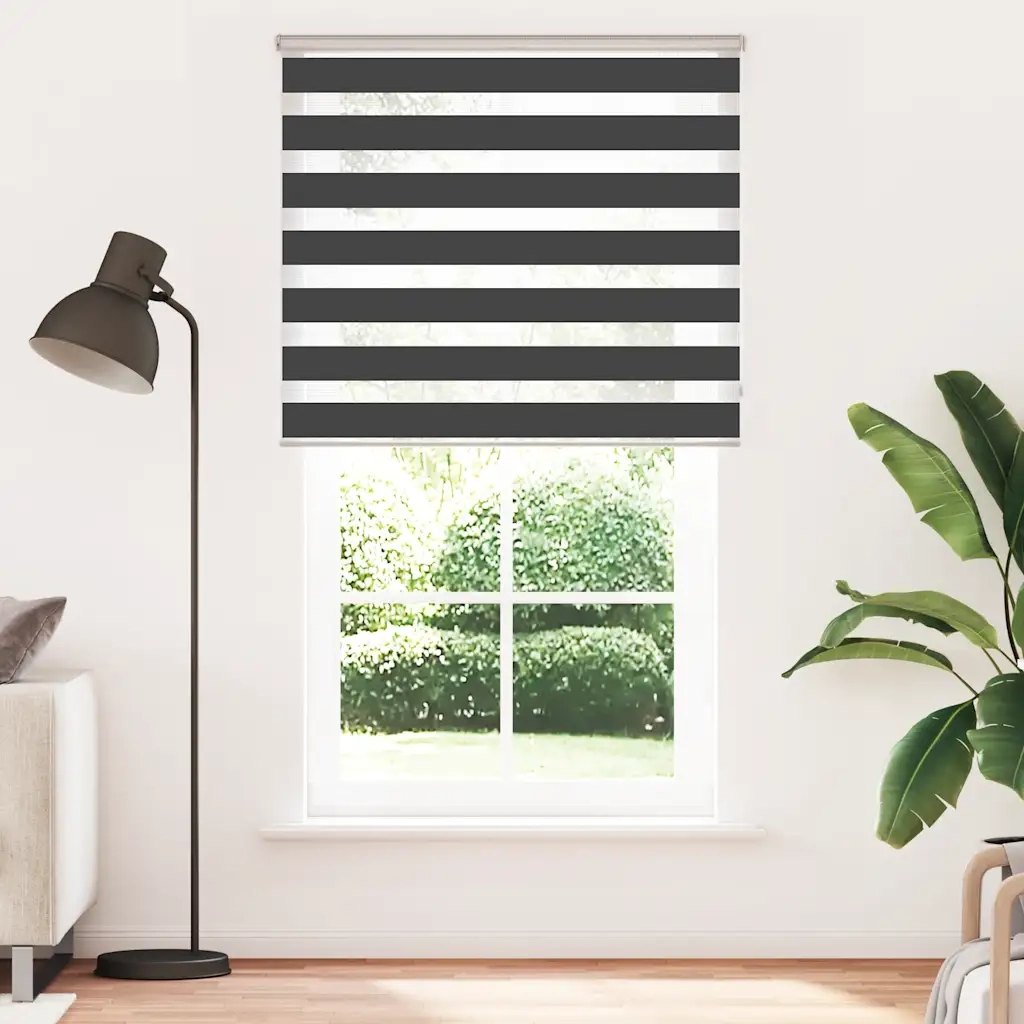 Tenda a Rullo Zebra Nero Larghezza Tessuto 120,9 cm Poliestere