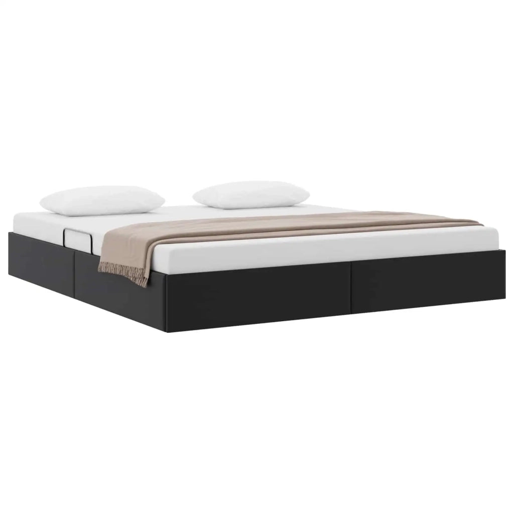 Letto ottomano Nero 180 x 200 cm Pelle Sintetica 3442782