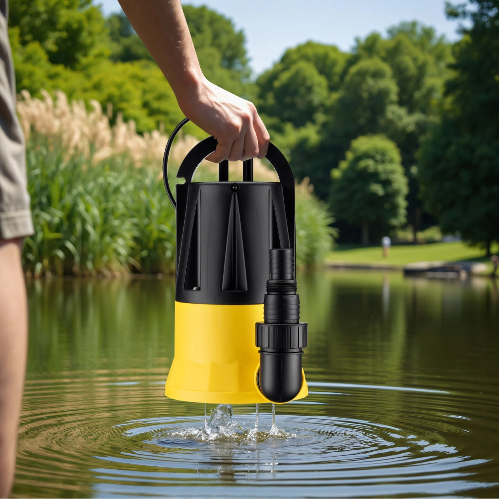 Pompa sommersa con sensore 400 W, pompa a immersione per acque chiare con 2 modalità di funzionamento, 7300 l/h, prevalenza 7 m, profondità 7 m