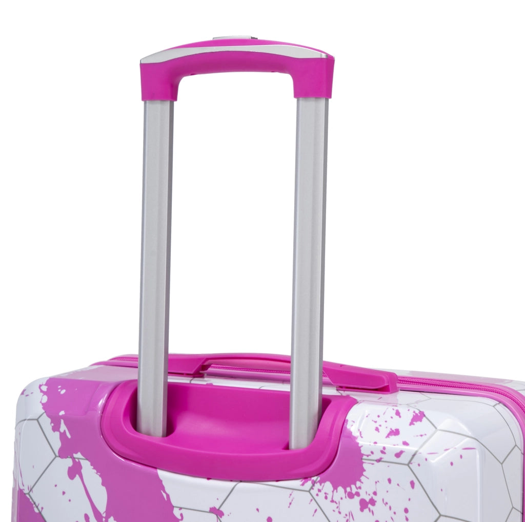 Set di 3 Valigie Rigide in PC con Stampa e Lucchetto a Combinazione Rosa - 20", 24", 28"