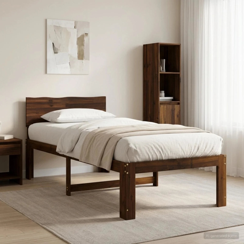 Letto Singolo con Testiera ROSTOCK Marrone Scuro 80 x 200 cm 903452
