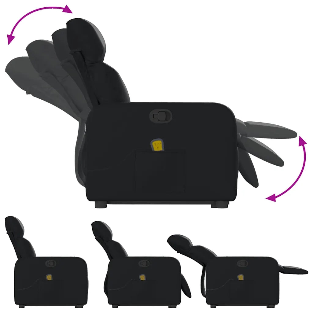 Poltrona | Sedia Relax Alzapersona Reclinabile Massaggio Nero Similpelle