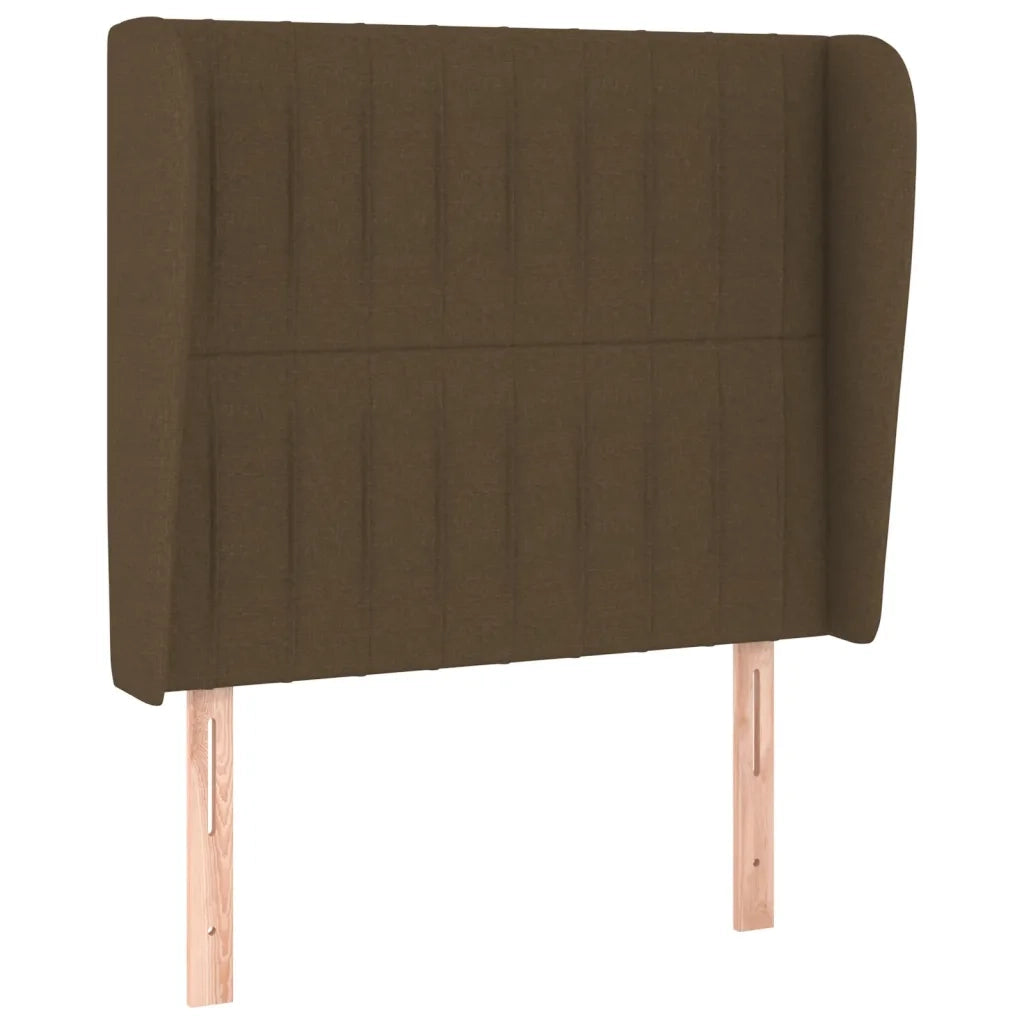 Testiera ad Orecchio-Testata con Orecchie Marrone Scuro 93x23x118/128 cm in Tessuto 989748