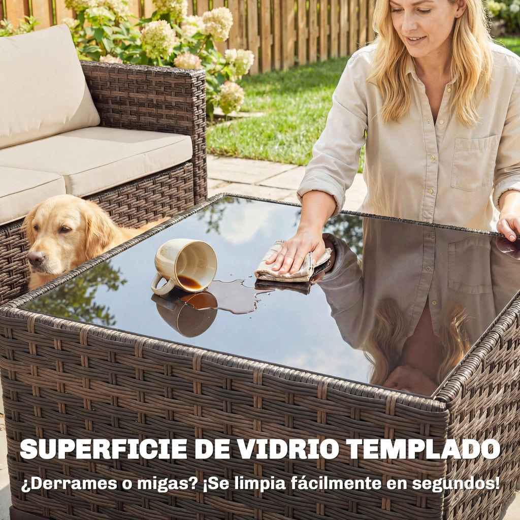 Set da giardino 5 pezzi in rattan con cuscini ¨C zephmum ¨C grigio