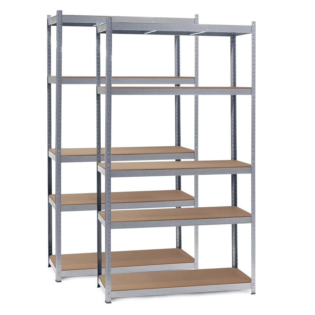 Set 2x Scaffali zincati a incastro per carichi pesanti 100x50x200cm 5 ripiani 200kg/piano