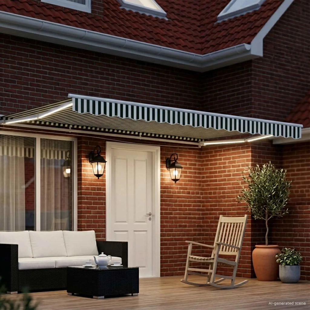 Cornice per Tenda Manuale con LED Verde e Bianco 4,5 × 3,5 m 3420685