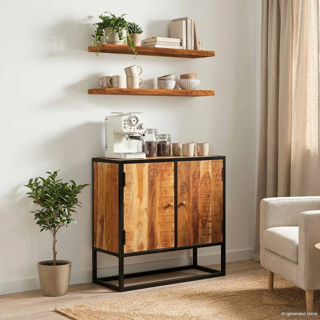 Mobile TV-Credenza per TV Naturale 110 x 30 x 44 cm Legno di Acacia Massello