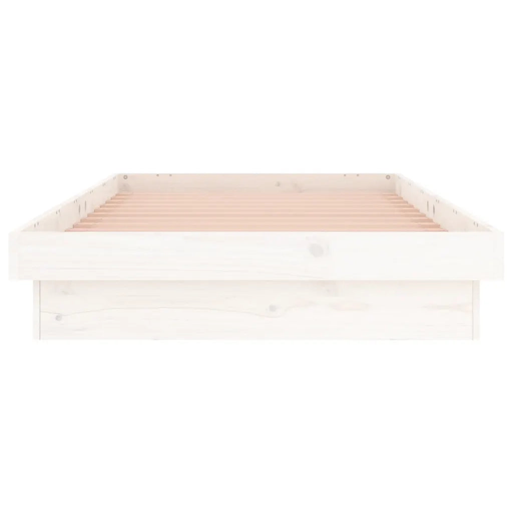 Giroletto con LED-Struttura Letto Bianco 90x190 cm Single in Legno Massello 282512