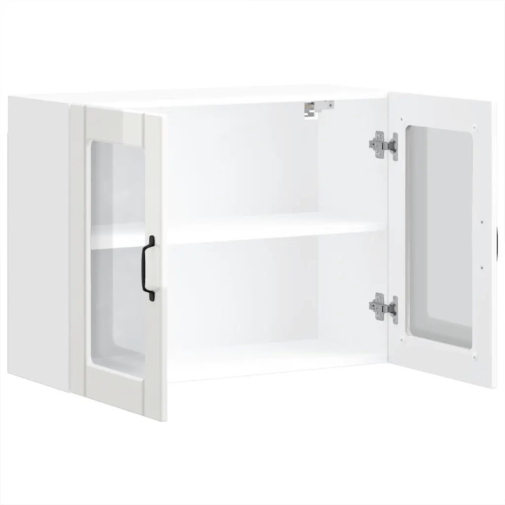 vidaXL Pensile da Cucina con Porta in Vetro Lucca Bianco Lucido