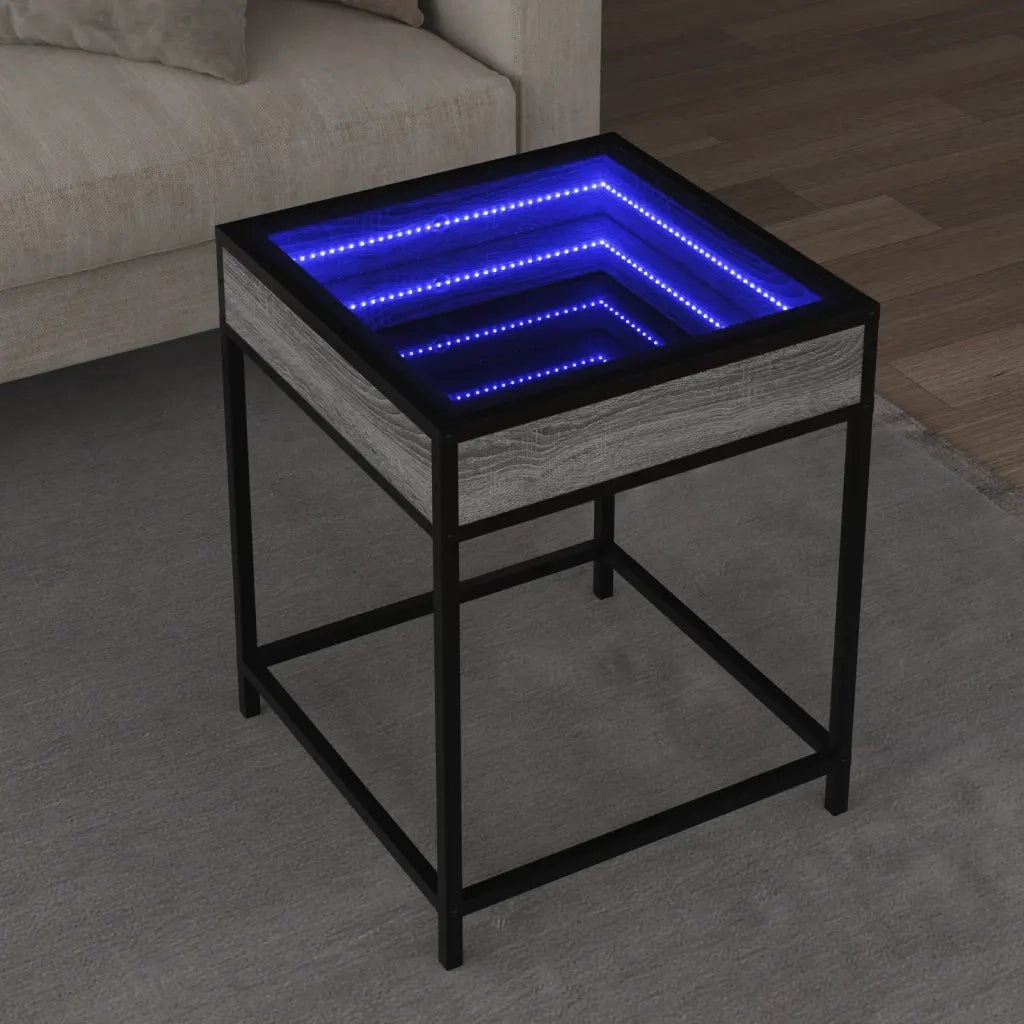 Tavolino da salotto | Tavolino da caff¨¨ | Tavolino da Soggiorno con LED Infinity Grigio Sonoma 40x40x51 cm