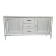 Credenza madia spillo in legno 2 ante 3 cassetti bianco anticato con rilievo