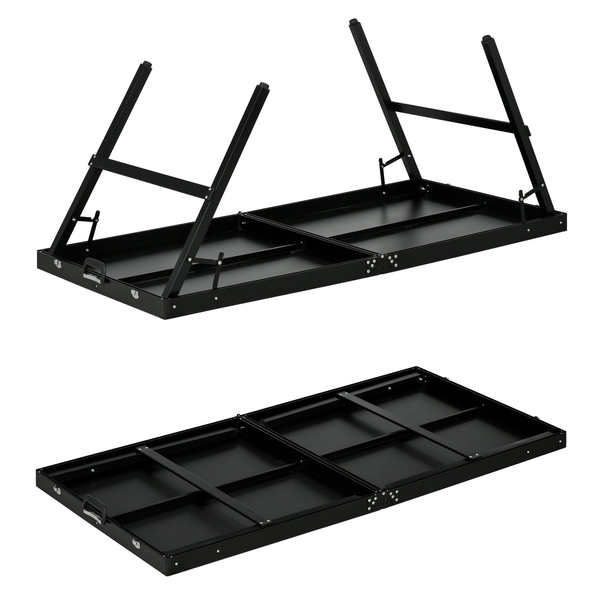 Tavolo Ping Pong Pieghevole 152x76x72 cm con Maniglia da Trasporto in Alluminio e Legno Nero