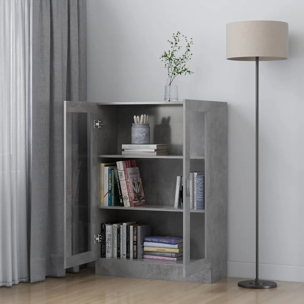 Armadietto Vetrina Grigio Cemento 82,5x30,5x115 cm Multistrato CFW8499560