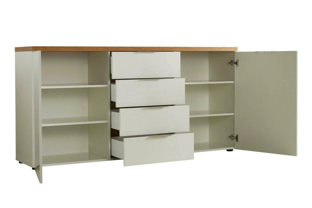 Madia Satriano, Credenza 4 Ripiani Made in Italy, 180x43x89h cm Bianco Lucido